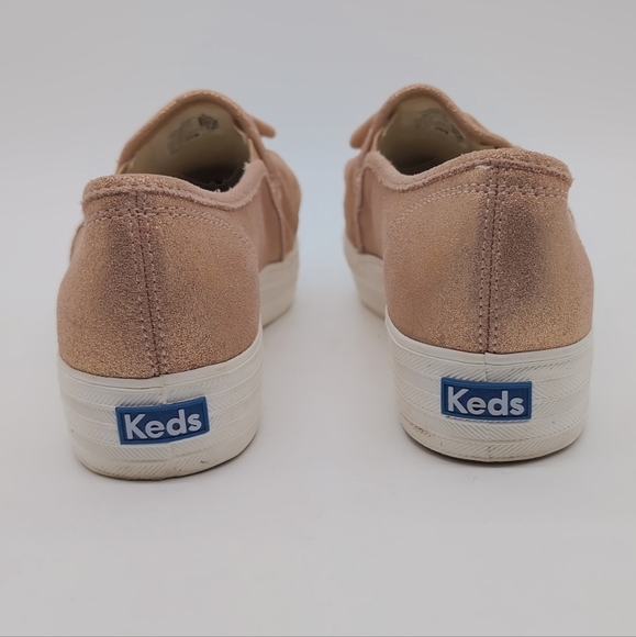 Keds Women's Sz 8.5 Triple Ruffle Metallic Suede Slip-On Sneakers WH59315 - Picture 5 of 10
